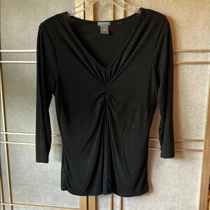 Ann Taylor petites, black, 3/4 sleeves, v-neck top, women’s MP